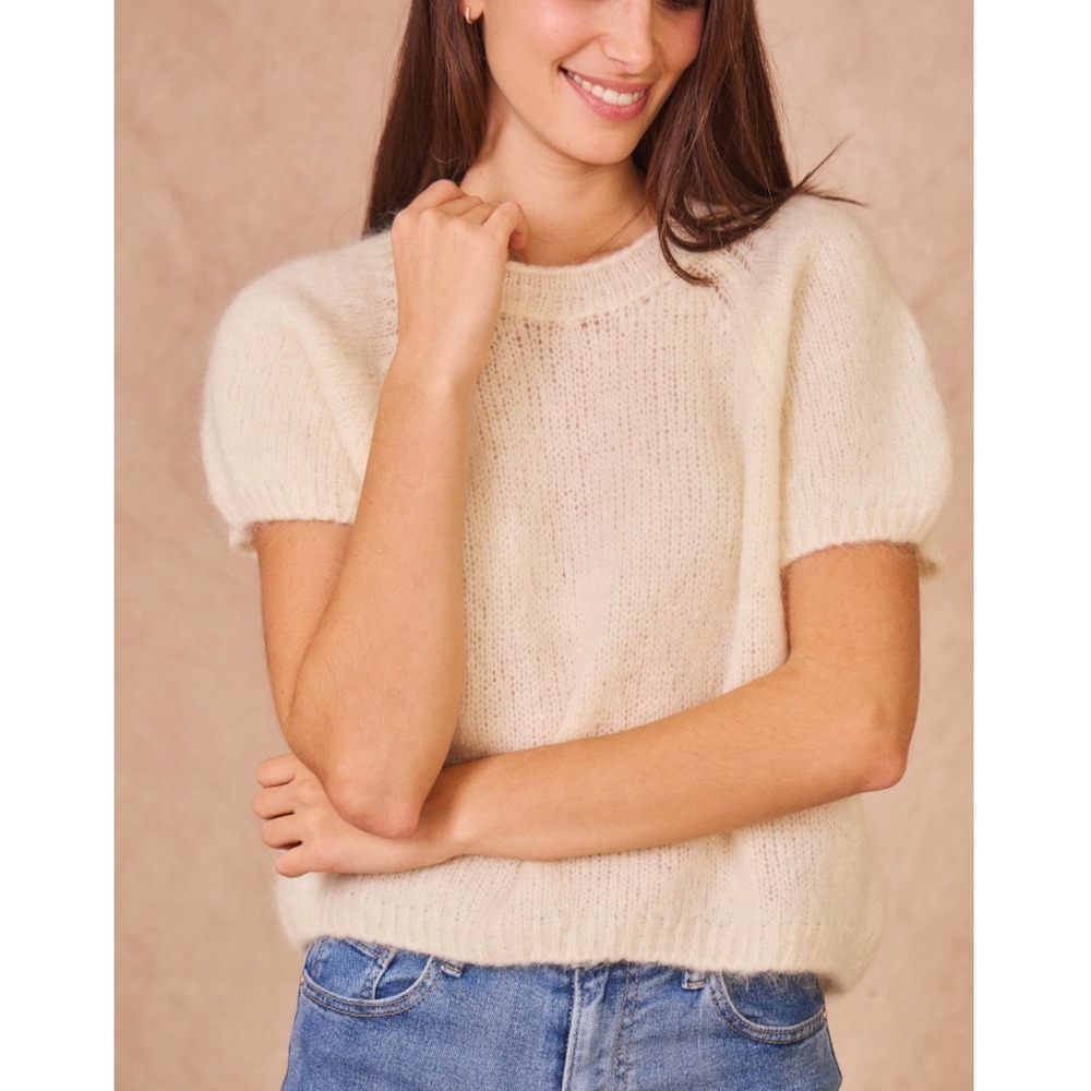 Calie Paris Mohair Wool Cream Sweater Authentic Parisian Brand Made in Italy OS